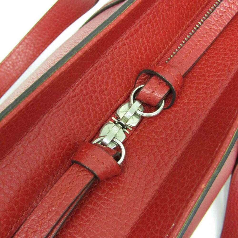 GUCCI Red Leather Bamboo Shoulder Bag - Picture 15 of 16